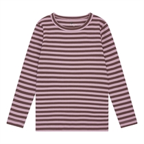 BIRKHOLM Stribet Rib Bluse Skygge Rosa & Kastanje Brun